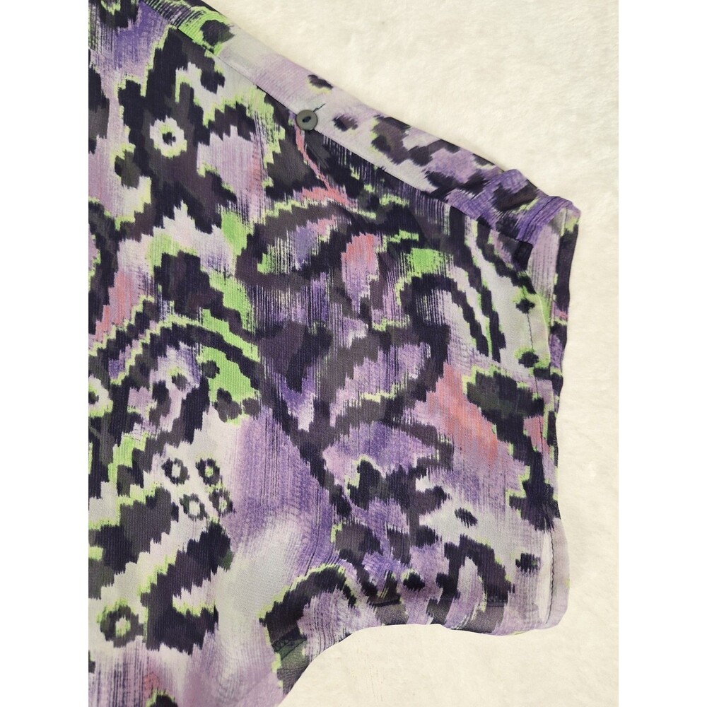Quintessential Women's Large Top Paisley Cropped Sheer Dolman Buttons Boxy Retro - Picture 3 of 11
